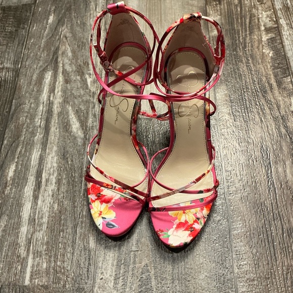 Jessica Simpson Vibrant Pink Floral Heels Size 8.5 - Picture 11 of 16